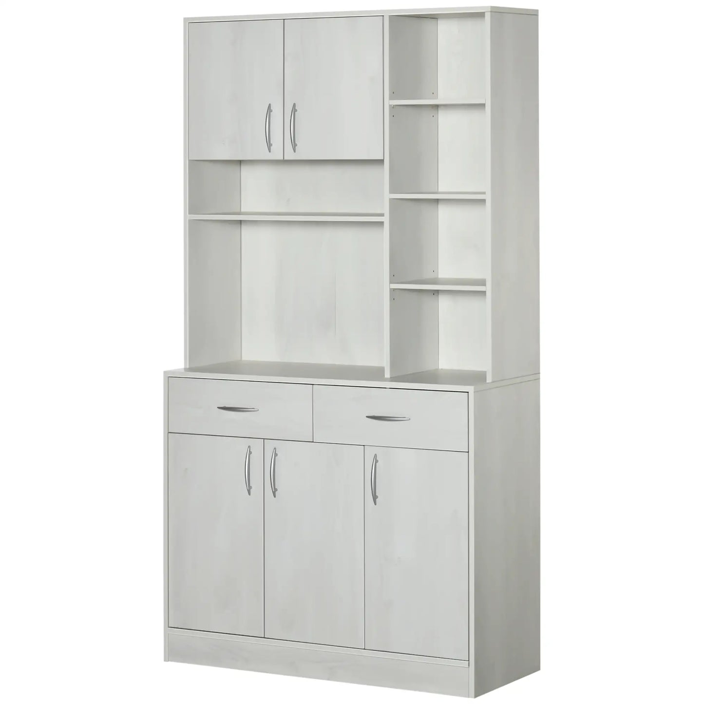 71" Kitchen Hutch with Storage Cabinet, Modern Buffet, Ash White Kitchen Pantry Cabinets at Gallery Canada