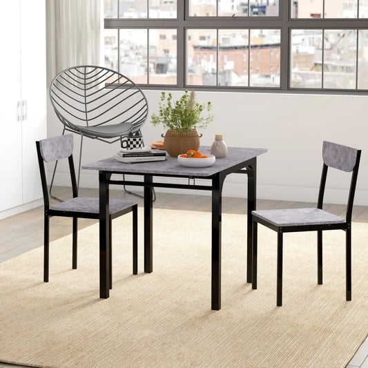 Foldable Dining Table Set for 2, Drop-Leaf Kitchen Table with 2 Chairs Bar Sets Light Grey, Black at Gallery Canada