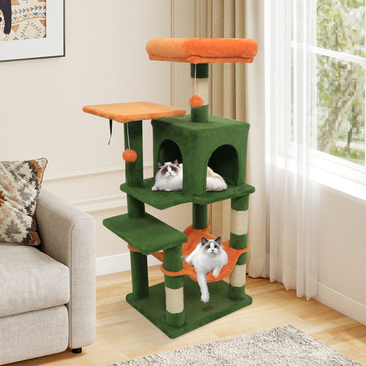 Multi-Level Cat Tower, 2-Door Condo, Padded Top Perch, Green Cat Trees Condos & Scratchers Green at Gallery Canada