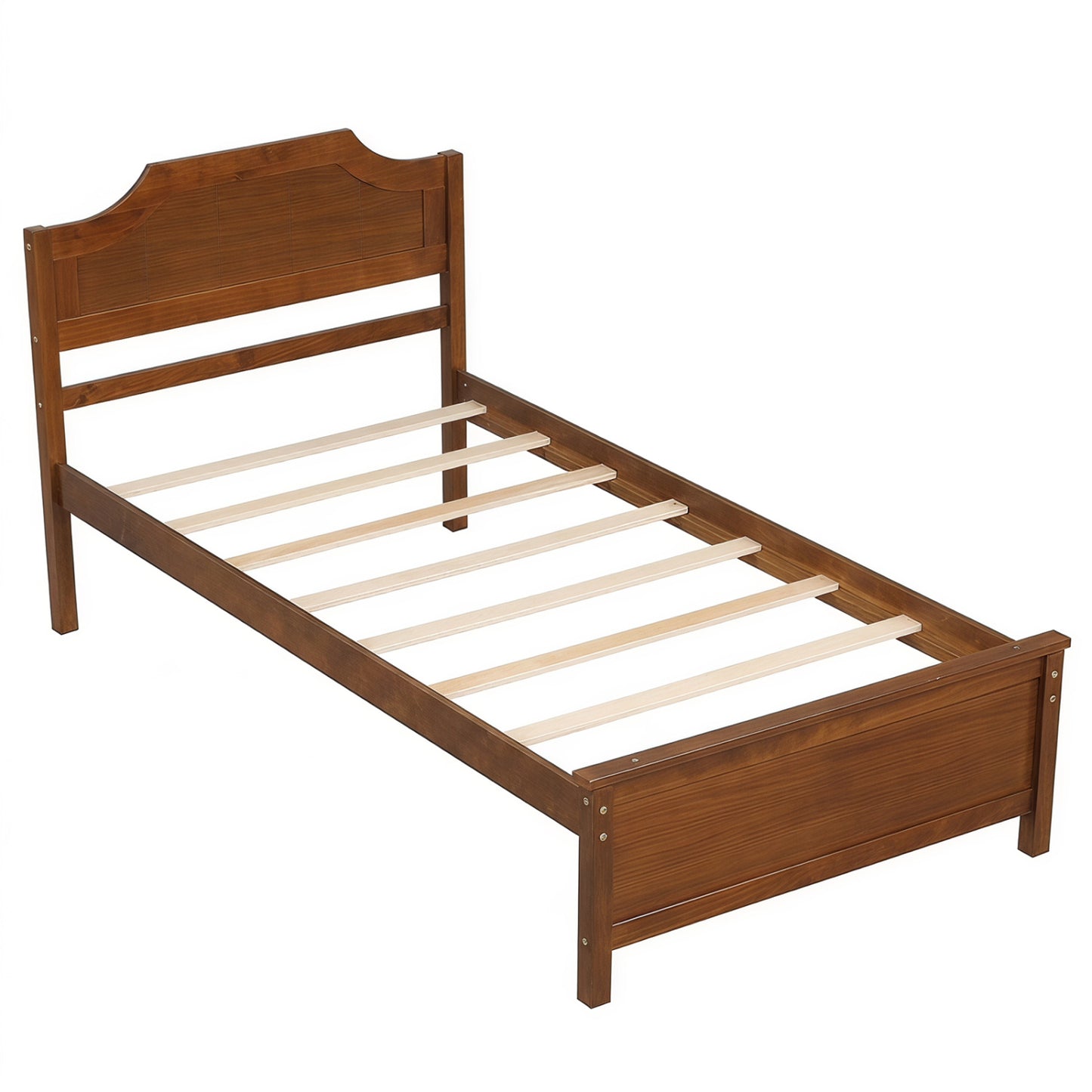 Solid Wood Platform Bed Frame, Twin, Walnut