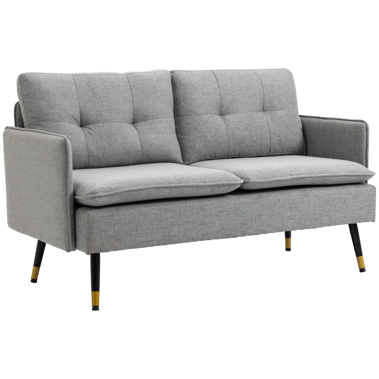 Linen Loveseat Sofa With Steel Legs, 55 Inch, Grey 2-Seater Sofas at Gallery Canada