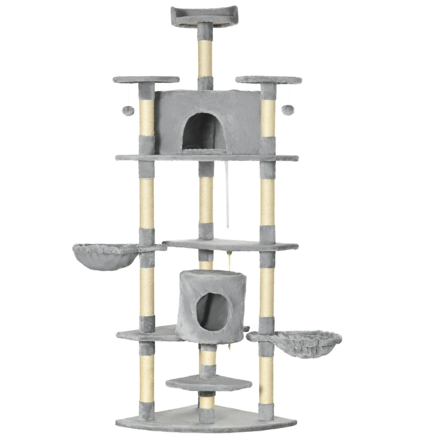 79 Cat Tree, Multi-Level with Two Condos, Scratching Posts, Hammocks, Dark Gray Floor to Ceiling Cat Trees at Gallery Canada
