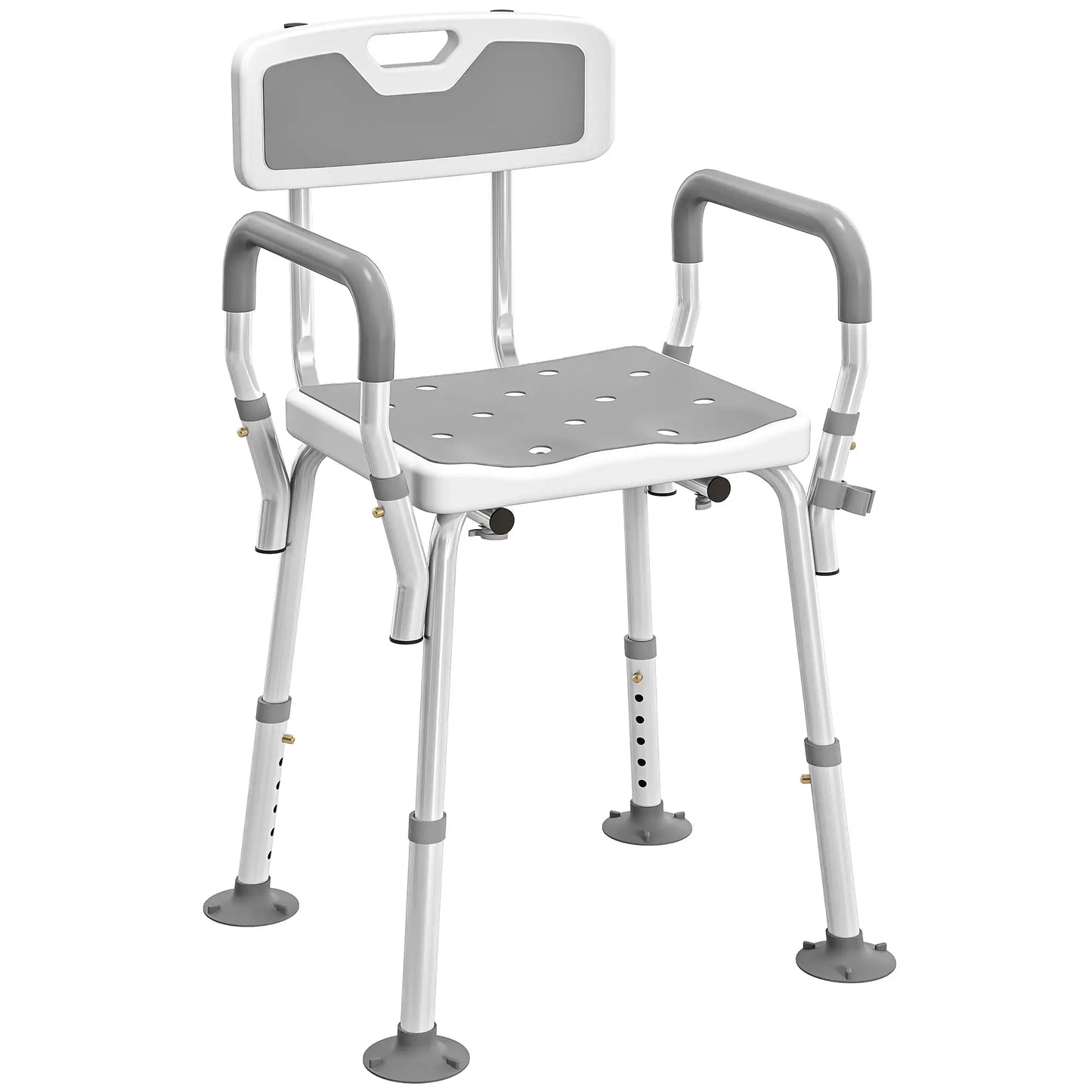 Adjustable Shower Chair With Arms, Back, Padded Seat, Light Grey Bath Chairs at Gallery Canada