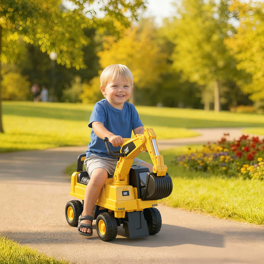 Kids Excavator Ride On Toy, Manual Shovel, Horn, Storage, 18-36 Months, Yellow Toy Excavators Black and Yellow at Gallery Canada