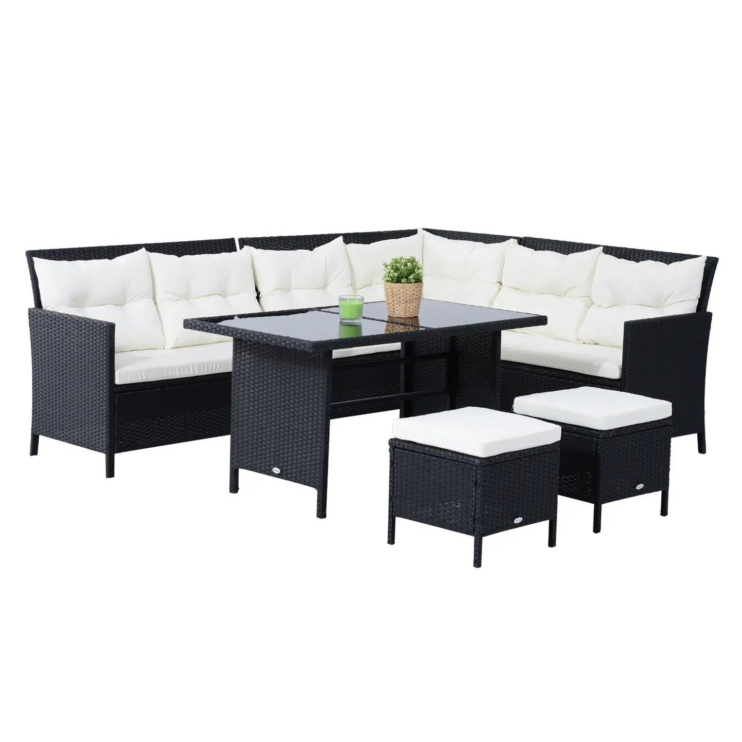 6pcs Outdoor Rattan Sofa Set, Garden Wicker Sectional, White Patio Furniture Sets at Gallery Canada