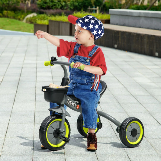 Toddler Tricycle for 2-5 Year Olds, Adjustable Seat, Basket, Bell, Black Tricycles for Kids Black at Gallery Canada