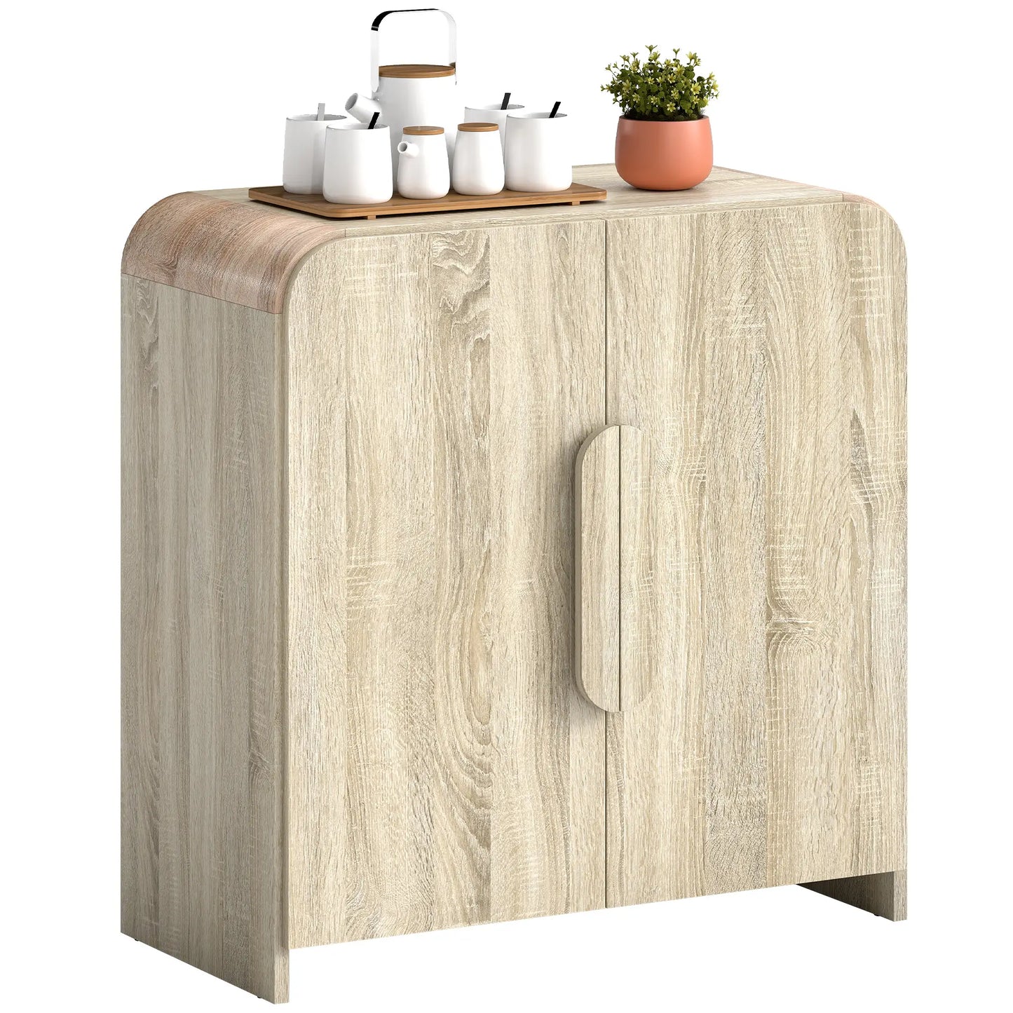 31.5" Meuble bas de cuisine, Bois naturel, Porte à fermeture douce, Étagère réglable
