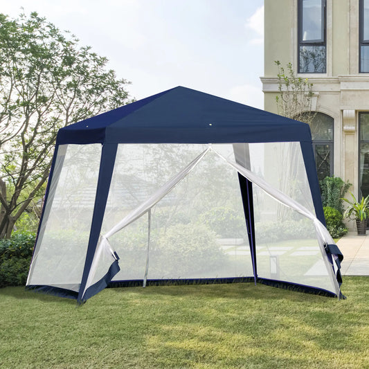 10x10ft Party Tent Canopy with Netting, Outdoor Gazebo, Blue Canopy Tents Blue at Gallery Canada