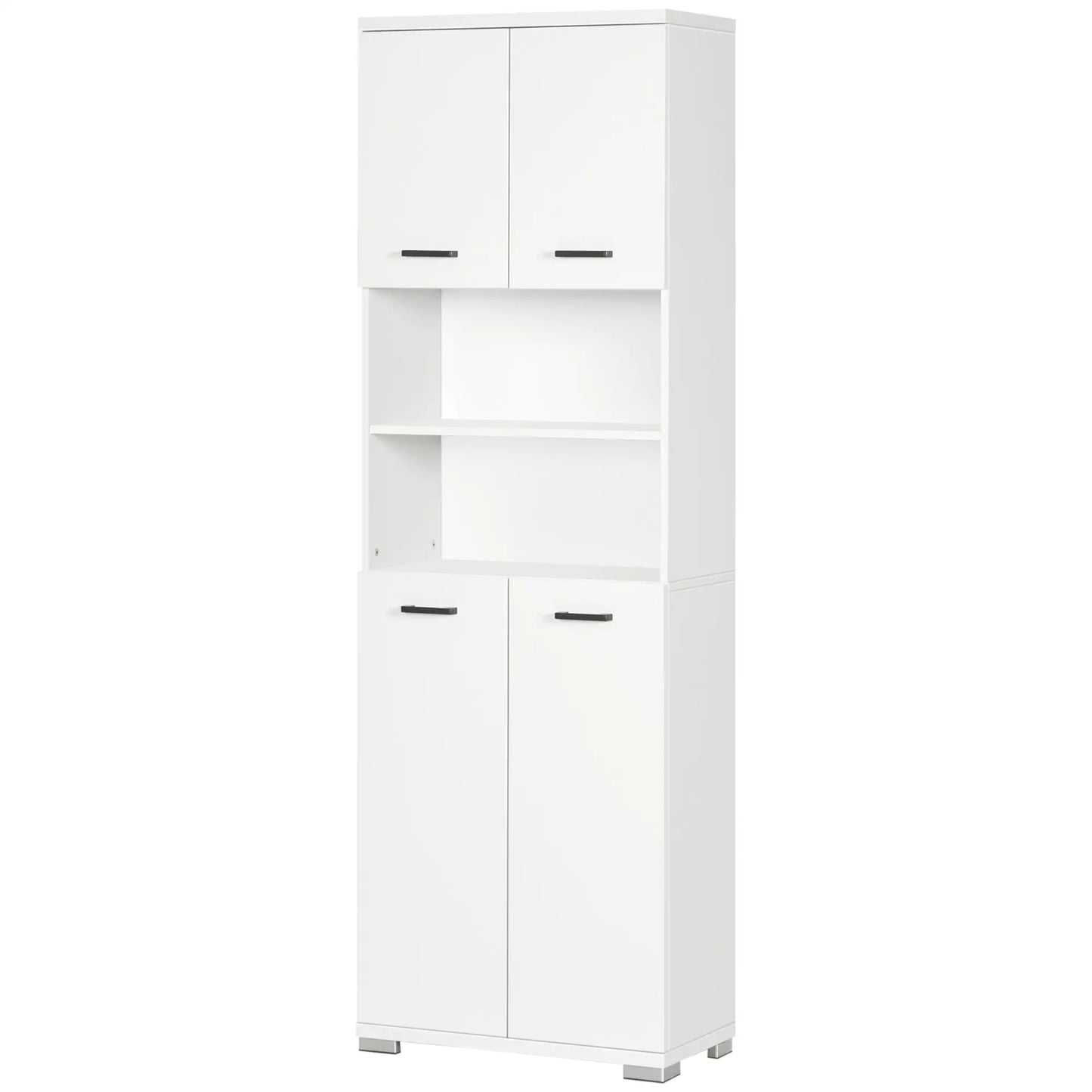 Freestanding Bathroom Cabinet, Open Shelves, 23.6"x13.2"x72", White Bathroom Cabinets at Gallery Canada