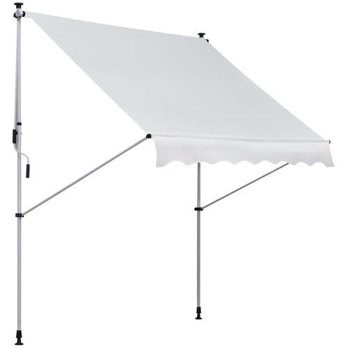 6.6'x5' Manual Retractable Patio Awning Window Door Sun Shade Deck Canopy Shelter Water Resistant UV Protector White