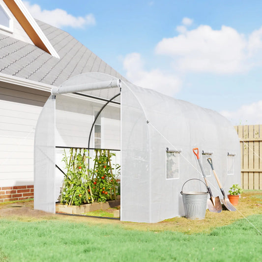 11.5x6.6x6.6ft Walk-In Greenhouse, Portable Garden Plant House, White Walk In Greenhouses White at Gallery Canada