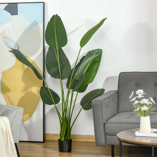 5FT Artificial Banana Tree, Faux Plant in Nursery Pot, Indoor Outdoor Decor Artificial Trees Green, Black at Gallery Canada