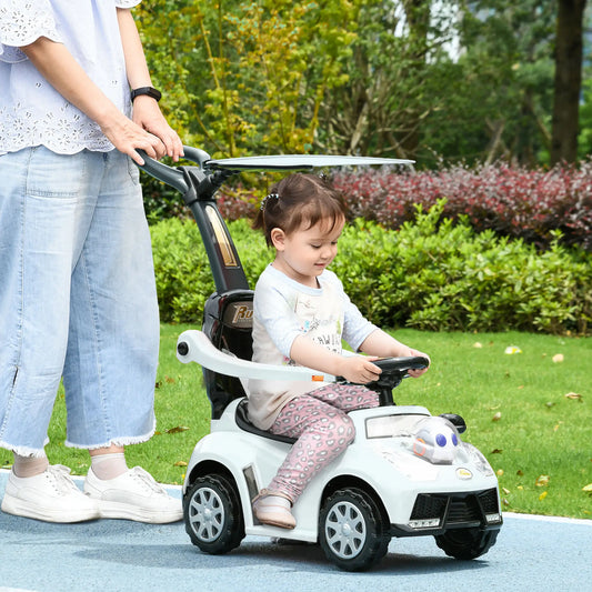 3 in 1 Kids Push Car, Foot to Floor Design, Music, Light, White Push Cars for Toddlers White, Black at Gallery Canada
