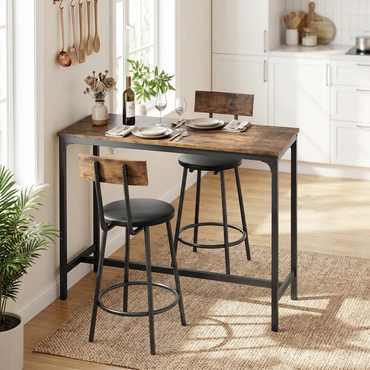 Bar Table Set With 2 Counter Height Barstools, Rustic Brown Bar Sets Rustic Brown, Black at Gallery Canada