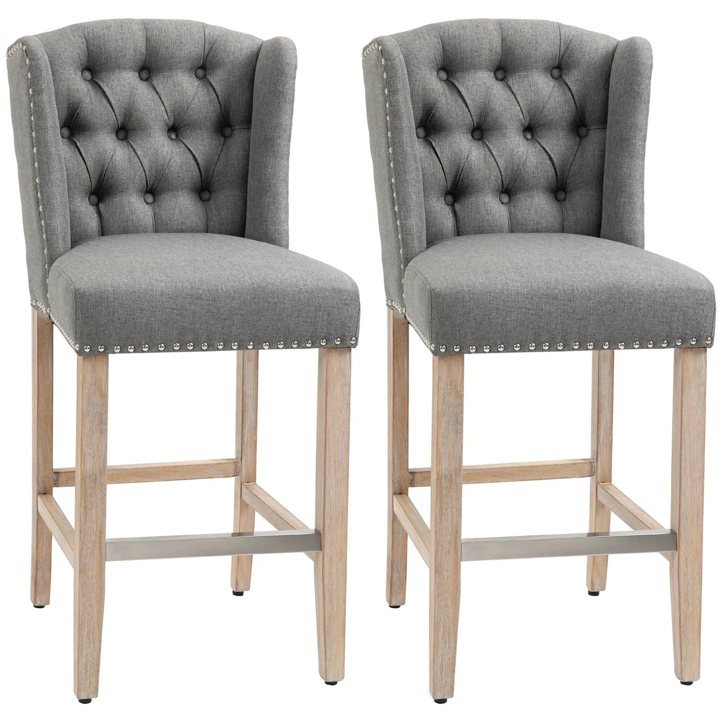 Counter Height Bar Stools Set of 2, Upholstered, Grey Bar Stools at Gallery Canada