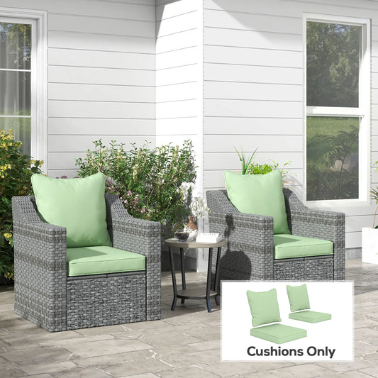 Seat Cushion Back Pillows, Set of 2, Indoor Outdoor, Green Patio Chair Cushions Green at Gallery Canada