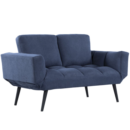 Convertible Sofa Bed Loveseat Velvet-touch Fabric Upholstered Sleeper Lounge Futon with Metal Legs at Gallery Canada