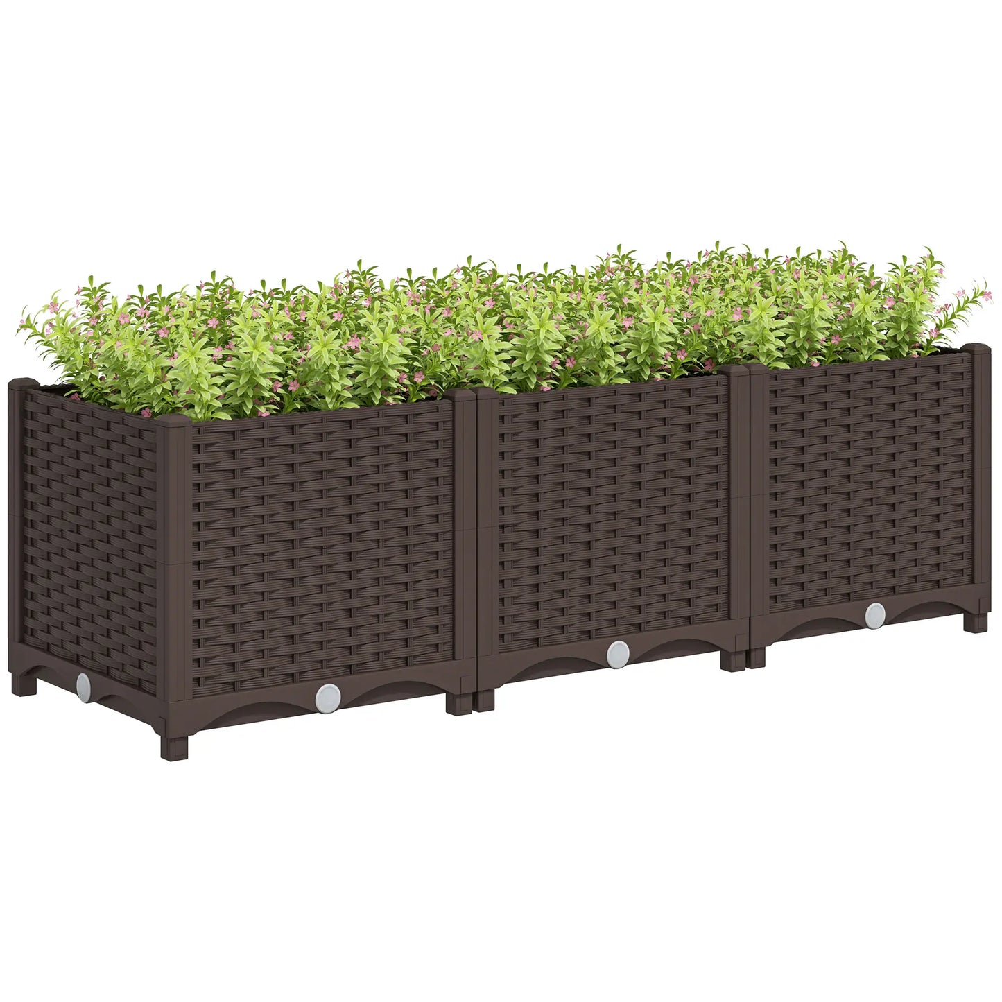 Plastic Raised Garden Bed, Outdoor Planter Box, 47.2" x 15.7" x 14.6", Brown Raised Garden Beds at Gallery Canada