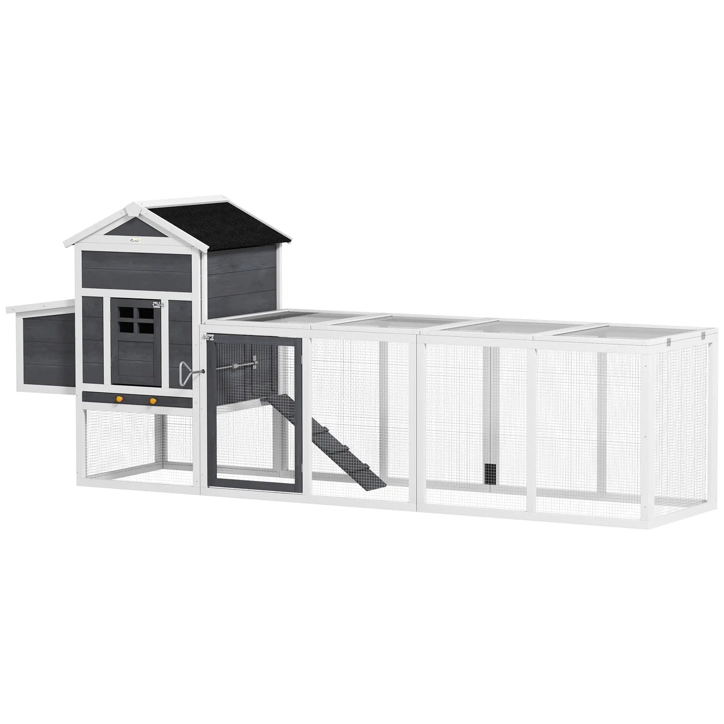 Extra Large Chicken Coop, 117", Asphalt Roof, Slide-out Tray, Nesting Box, Grey Chicken Coops at Gallery Canada