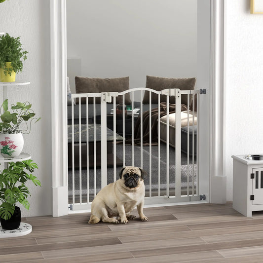 Extra Tall Dog Gate with Door, Pressure Fit, Auto Close, 29"-39", White Houses, Kennels & Pens White at Gallery Canada