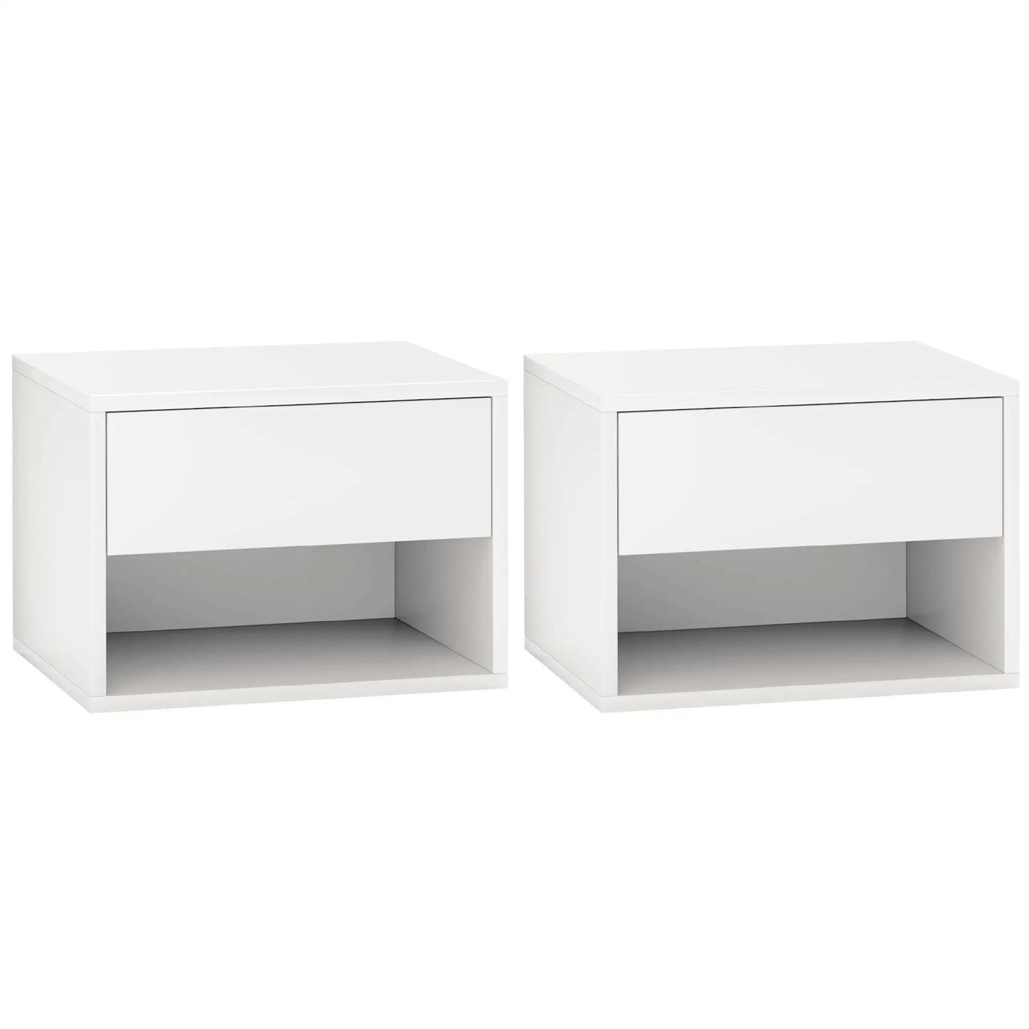 Floating Nightstand Set of 2, Wall Mounted Bedside Table, White Bedside Tables at Gallery Canada