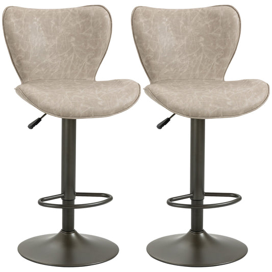 Swivel Bar Stools Set of 2, Adjustable Counter Height Bar Stools with Round Steel Base, Footrest, ‎Light Grey at Gallery Canada