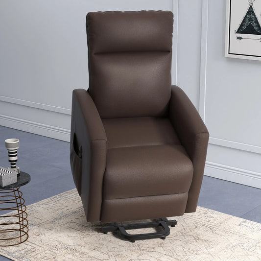 Power Lift Recliner Chair, Remote Control, Side Pocket, Brown Electric Power Lift Chairs Brown at Gallery Canada