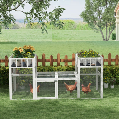 7.3' x 3.6' Wooden Chicken Coop Combinable Design with Storage Shelf for 2-4 Chickens, Ducks, Goose, Rabbits, White at Gallery Canada