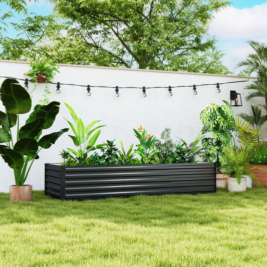 8x2.6x1.5ft Galvanized Raised Garden Bed, Outdoor Planter Box, Dark Grey Raised Garden Beds Dark Grey at Gallery Canada