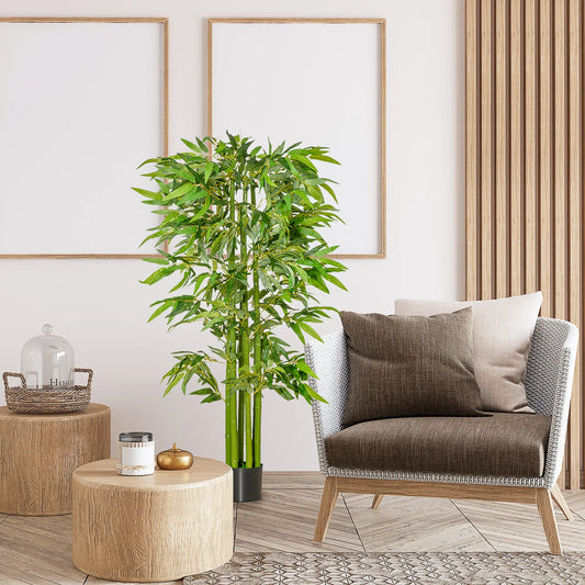 5.3ft Artificial Bamboo Tree with Pot, Indoor Decor for Home, Office Artificial Trees Green at Gallery Canada
