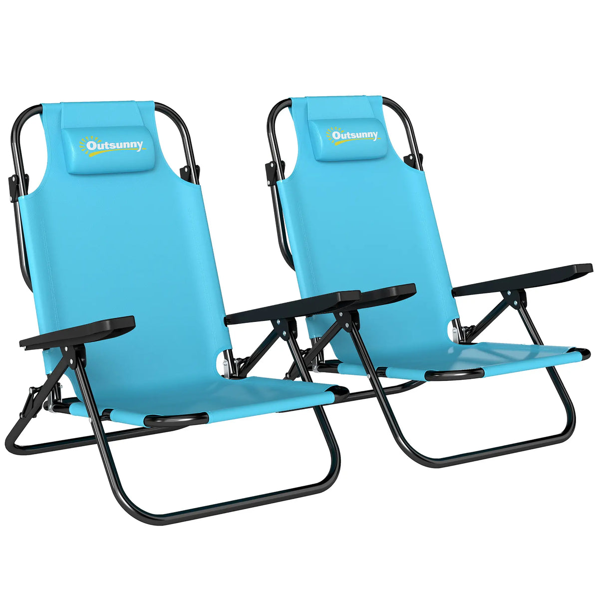 2 Beach Chairs, 5-Position Adjustable, Folding Camping Chair, Light Blue Beach Accessories at Gallery Canada
