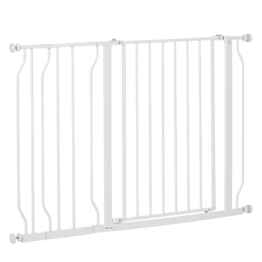 29.5"- 45.3" Extra Wide Dog Gate with Door, Double Locking System, Easy Install Pet Gate for Stairs, Hallways, and Doorways, White - Gallery Canada