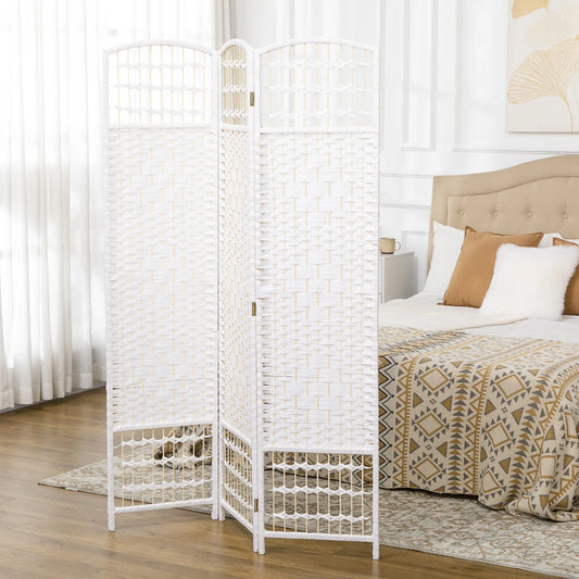 3 Panel Folding Room Divider, Portable Privacy Screen, White Room Dividers White at Gallery Canada