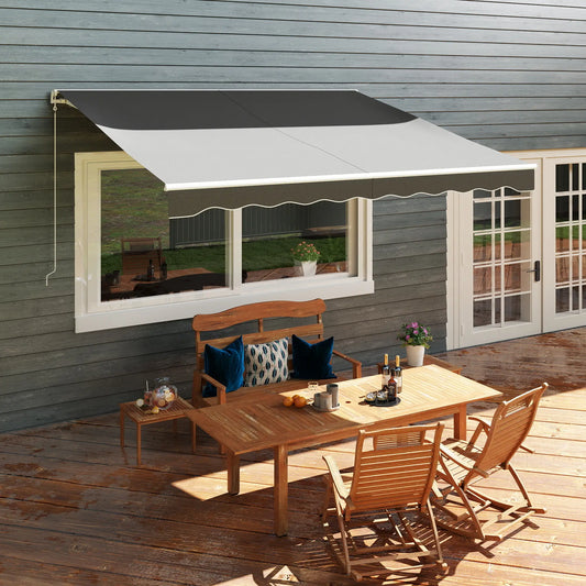 12'x10' Electric Retractable Awning, UV Protection, Grey Deck Awnings Dark Grey at Gallery Canada