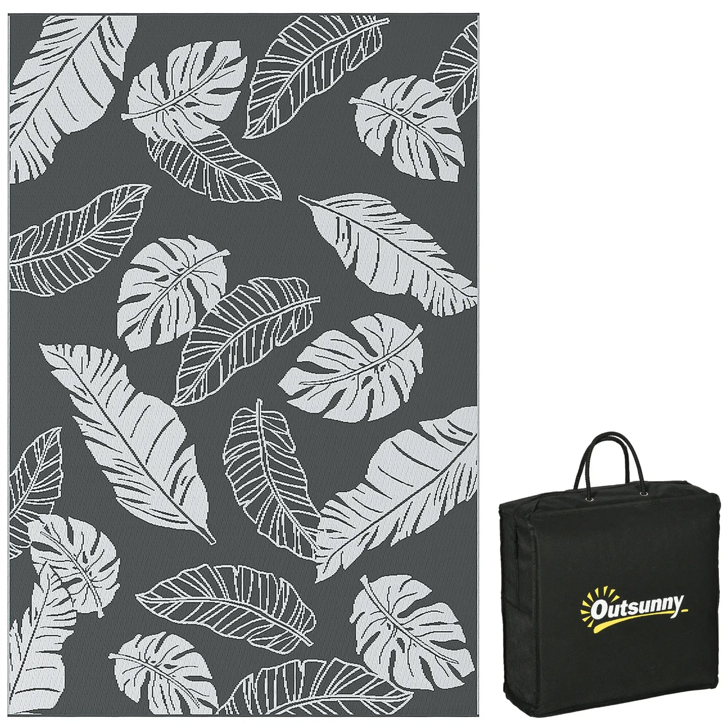 Reversible Outdoor RV Rug, Patio Mat, 6' x 9', Grey and White Garden Decor at Gallery Canada