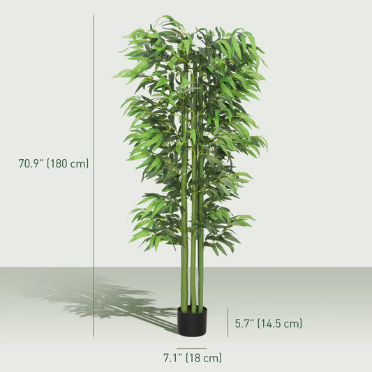 6FT Artificial Bamboo Trees Set of 2, Fake Plants with Nursery Pot Artificial Trees Green at Gallery Canada