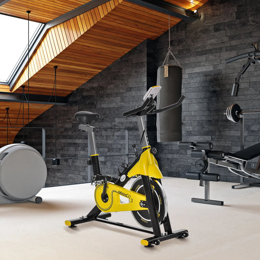 Stationary Exercise Bike, Adjustable Resistance, LCD Display, Home Gym Exercise & Stationary Bikes Yellow, Black at Gallery Canada