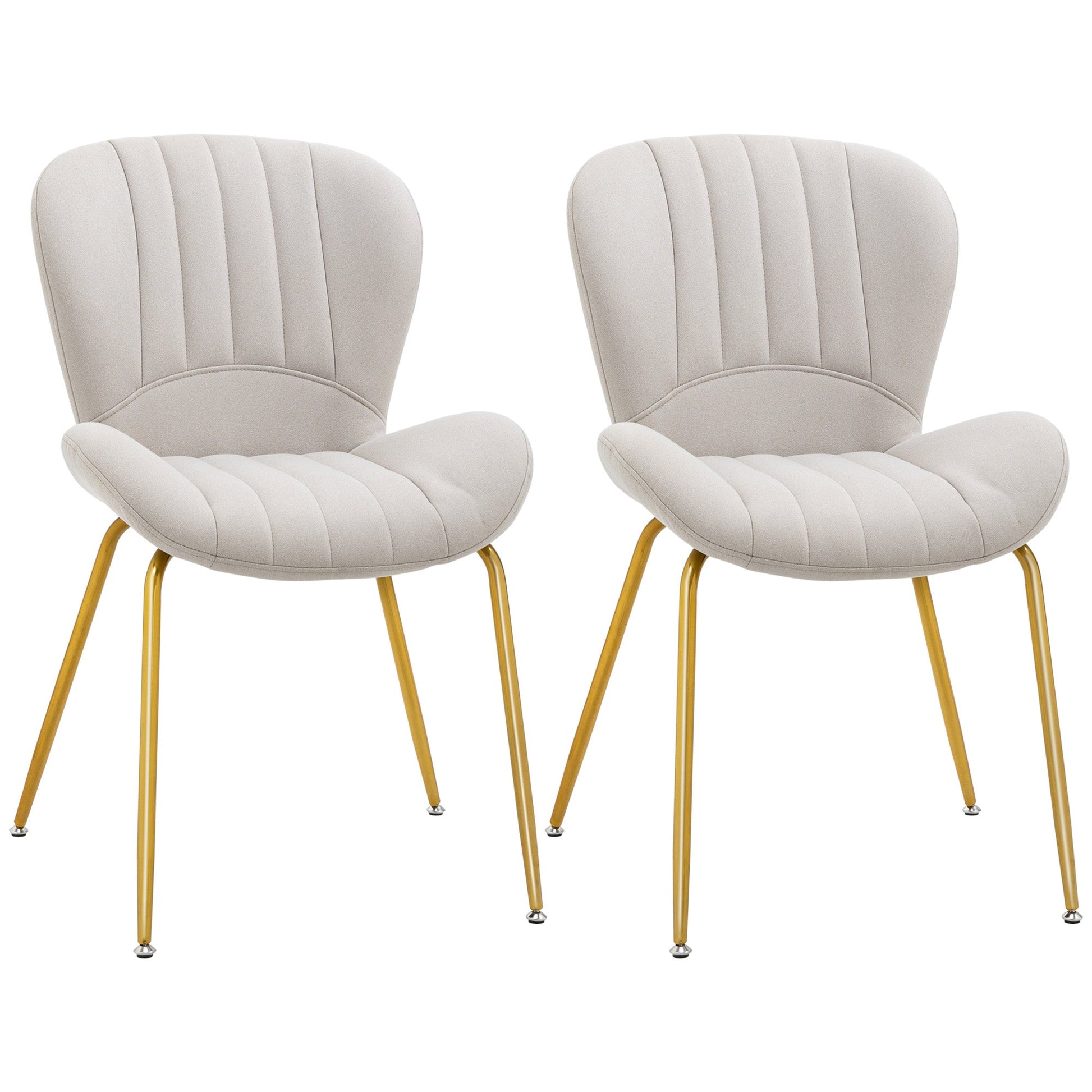 Dining Chairs Set of 2, Modern Accent Chair with Cushioned Backrest, Upholstery for Kitchen and Living Room, Cream White at Gallery Canada