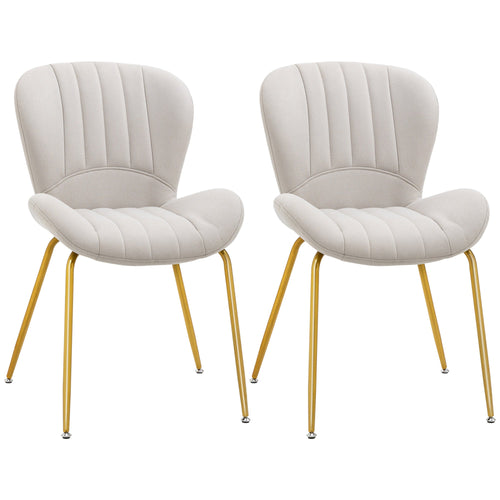 Dining Chairs Set of 2, Modern Accent Chair with Cushioned Backrest, Upholstery for Kitchen and Living Room, Cream White