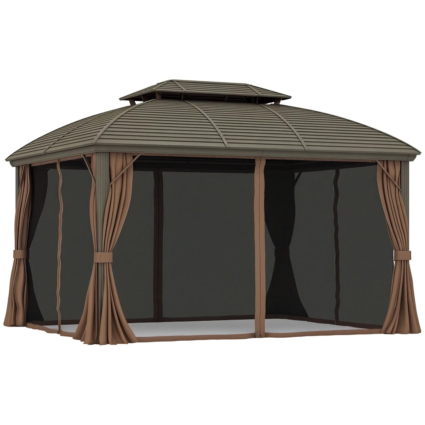 10' x 12' Hardtop Gazebo, Double Roof, Netting, Curtains, Garden, Backyard Gazebos at Gallery Canada