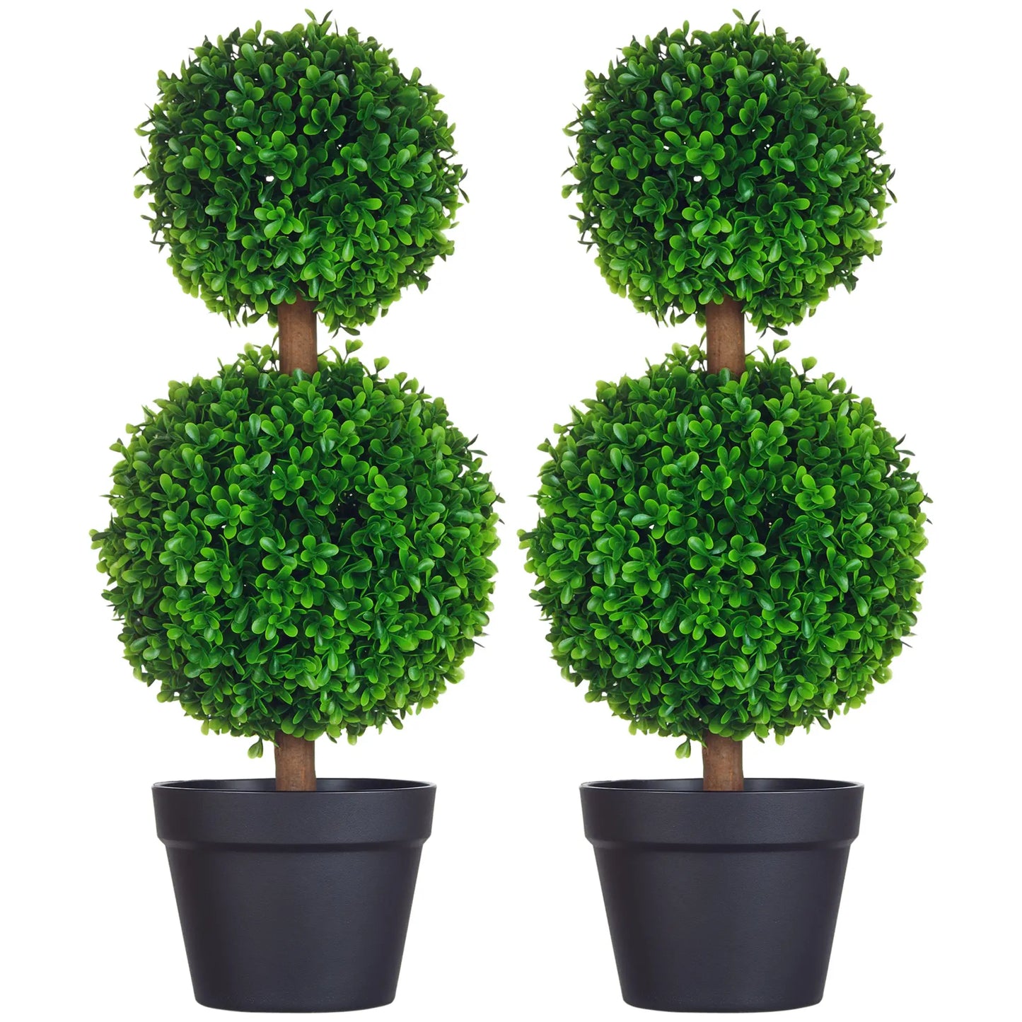 Artificial Boxwood Topiary Tree Set Of 2, Faux Plant In Pot, Green Artificial Trees at Gallery Canada