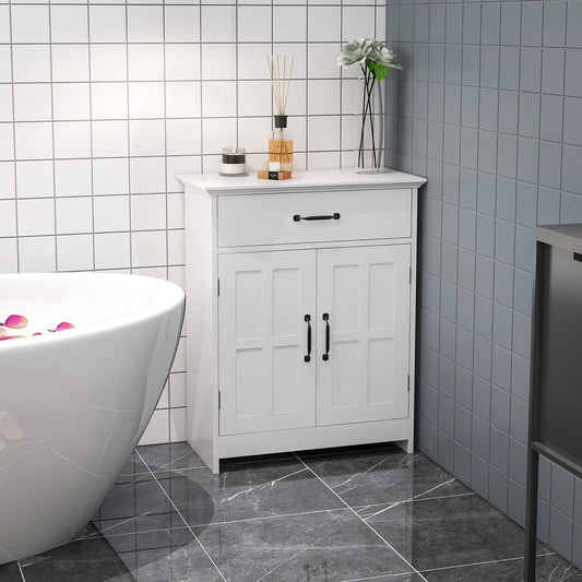 Bathroom Cabinet, 2 Doors, Adjustable Shelves, 23.6"x11.8"x29.5", White Bathroom Cabinets White at Gallery Canada