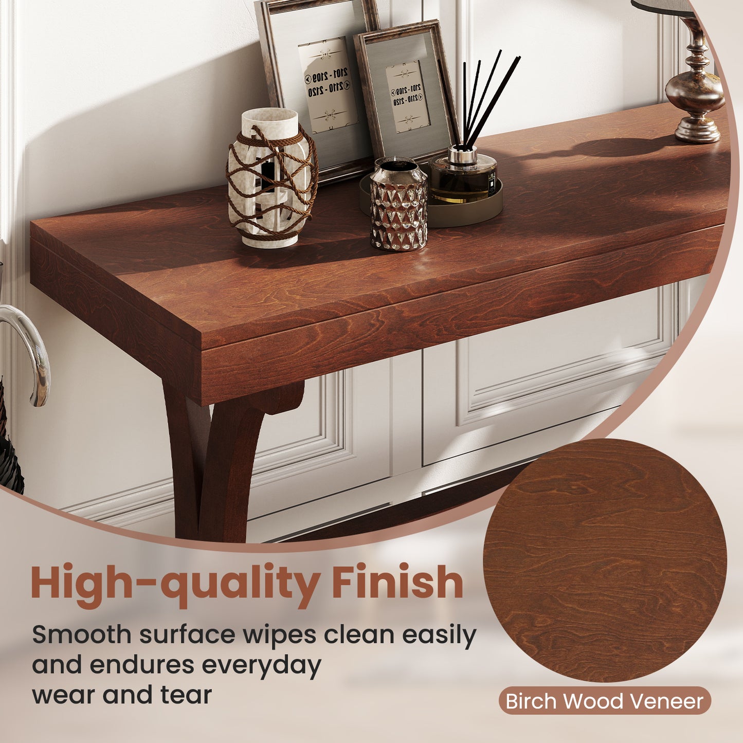 Narrow Console Table, 52 Inch, Walnut, Open Storage Shelf Console Tables at Gallery Canada