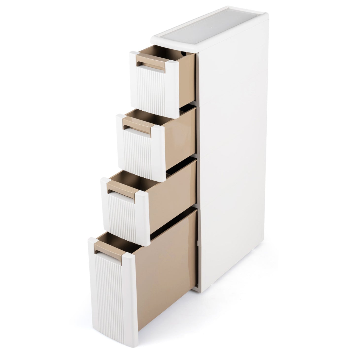 Narrow Storage Cabinet With Drawers, M, Beige
