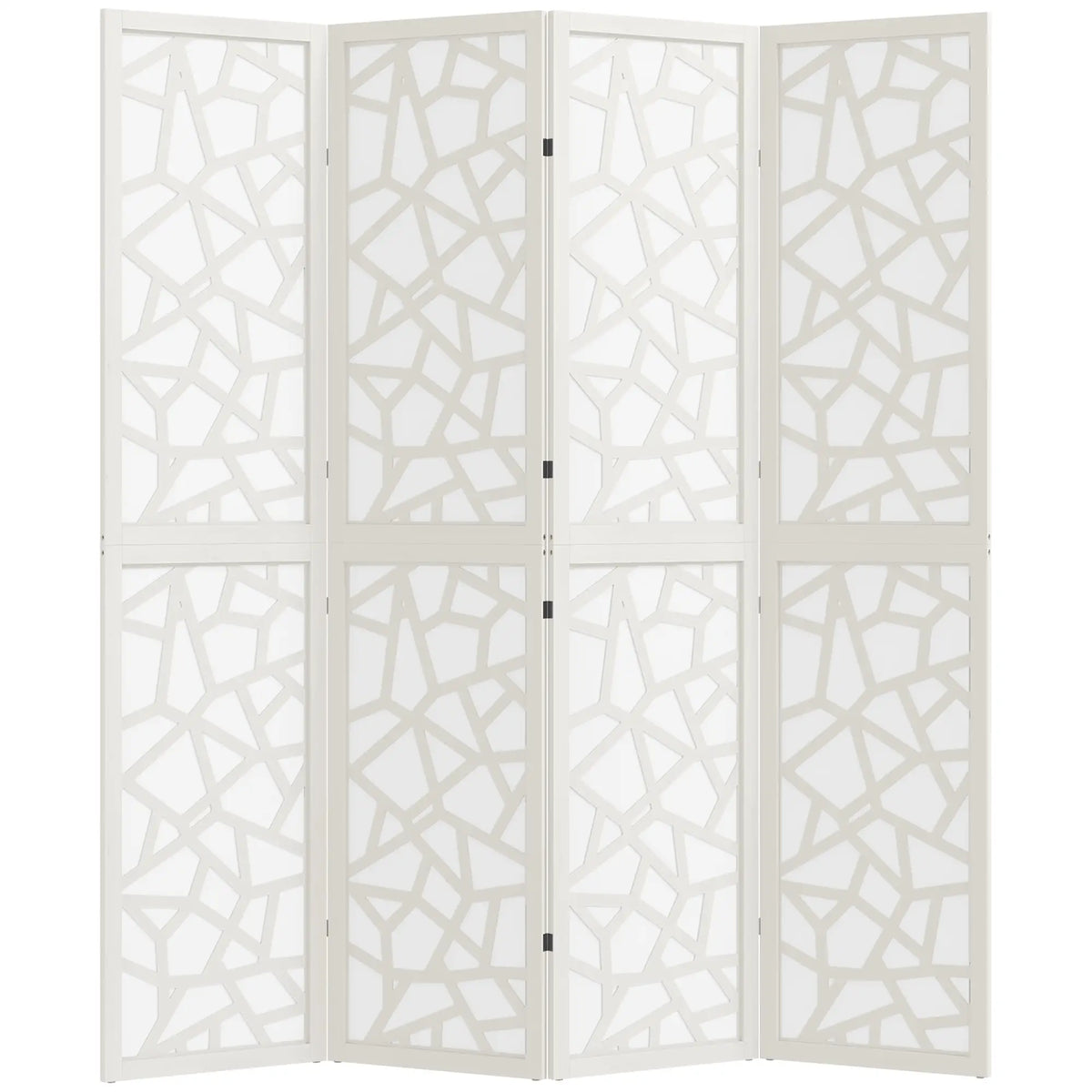 4 Panel Room Divider, 5.6 FT Geometric Pattern Privacy Screen, White Room Dividers at Gallery Canada