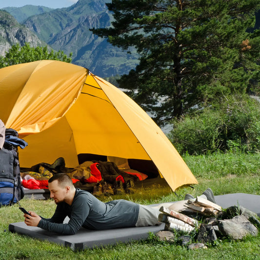 Memory Foam Camping Mat, 2.8'' Thick, Portable Roll Up, Grey Camping Cots Grey at Gallery Canada