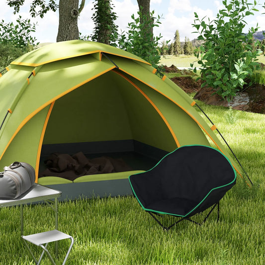 Foldable Camping Chair, Padded Moon Saucer with Carry Bag, Outdoor Beach Picnic Picnic Tables & Camping Chairs Green and Black at Gallery Canada