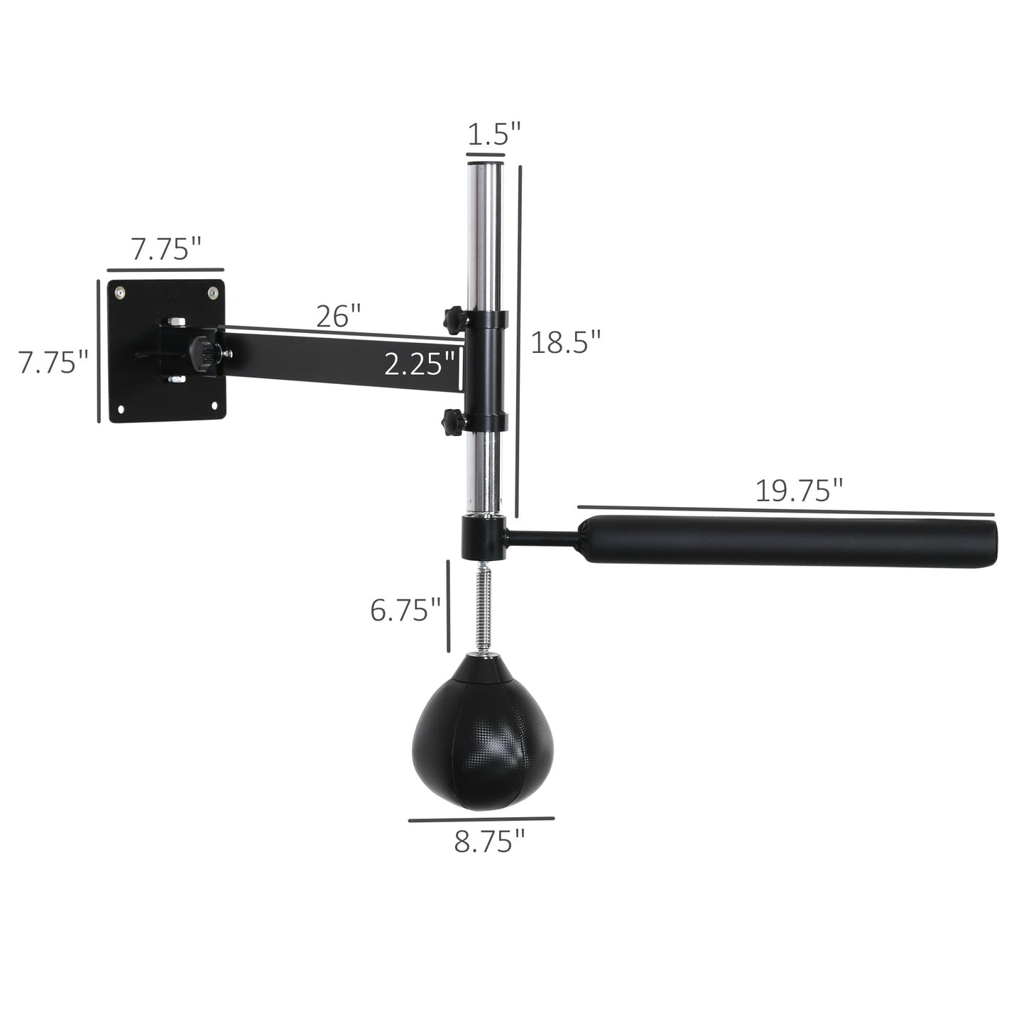 Wall Mount Reflex Boxing Trainer, 360° Rotating Rapid Boxing Bar with Punching Ball, Height Adjustable for Home Gym at Gallery Canada