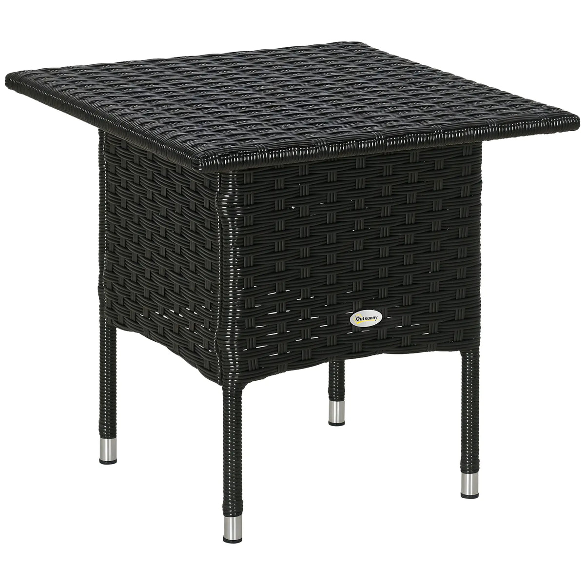 Outsunny 20" Patio Wicker Coffee Table, Outdoor, Black Patio Dinning Tables at Gallery Canada