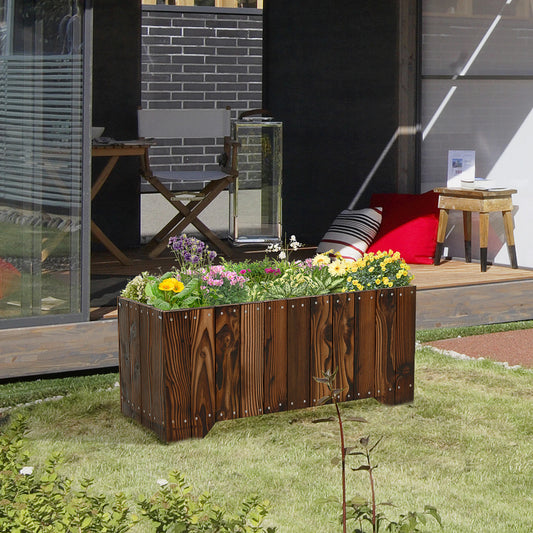 37.5"x15"x15.75" Raised Garden Bed, Wooden Planter for Outdoor Plants Wooden Planter Boxes Natural at Gallery Canada